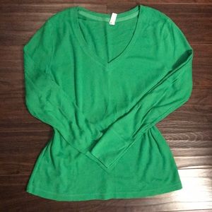 Waffle Knit Long Sleeve V-Neck